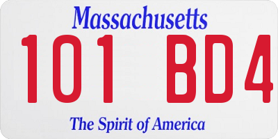 MA license plate 101BD4