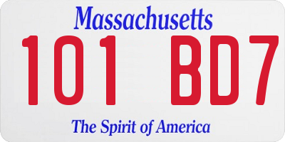 MA license plate 101BD7
