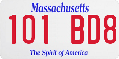 MA license plate 101BD8