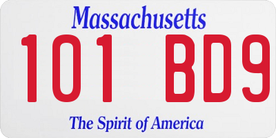 MA license plate 101BD9
