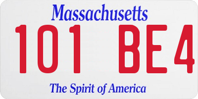 MA license plate 101BE4