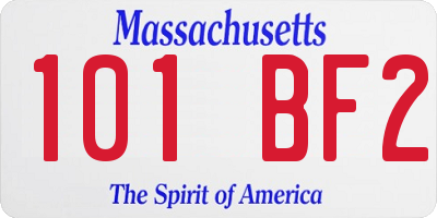 MA license plate 101BF2