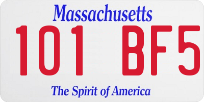 MA license plate 101BF5