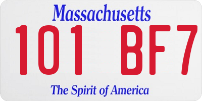MA license plate 101BF7