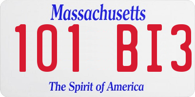MA license plate 101BI3