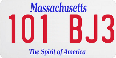 MA license plate 101BJ3