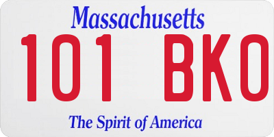MA license plate 101BK0