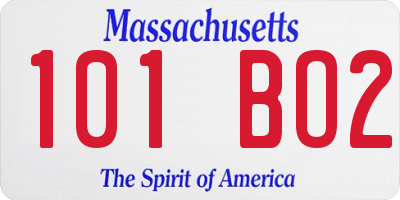 MA license plate 101BO2