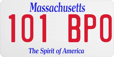 MA license plate 101BP0