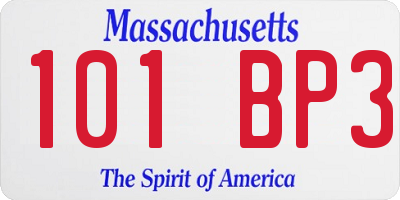 MA license plate 101BP3