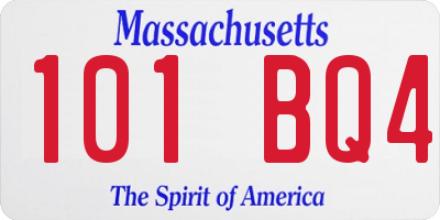 MA license plate 101BQ4