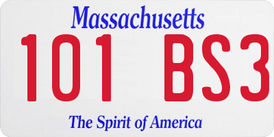 MA license plate 101BS3