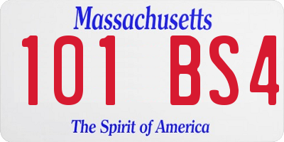 MA license plate 101BS4