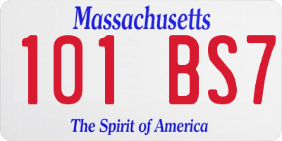 MA license plate 101BS7