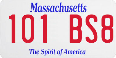 MA license plate 101BS8