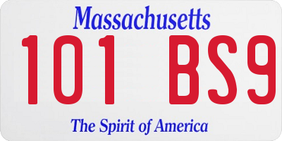 MA license plate 101BS9