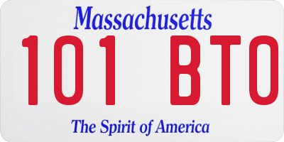 MA license plate 101BT0