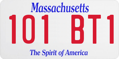 MA license plate 101BT1