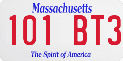 MA license plate 101BT3