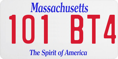 MA license plate 101BT4