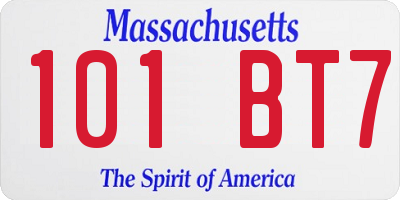 MA license plate 101BT7