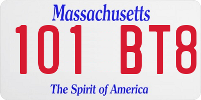 MA license plate 101BT8