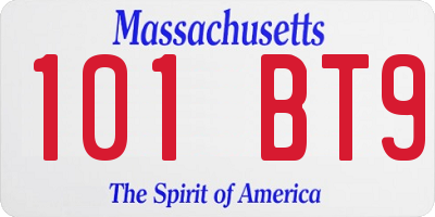 MA license plate 101BT9