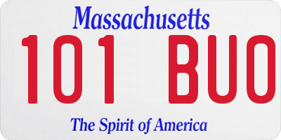 MA license plate 101BU0