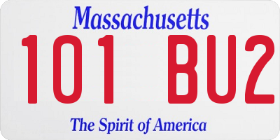 MA license plate 101BU2