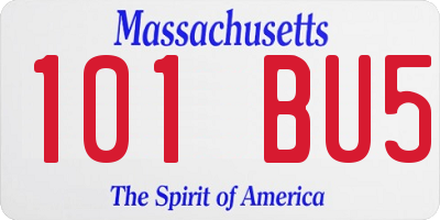 MA license plate 101BU5