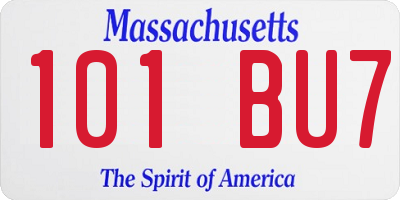 MA license plate 101BU7