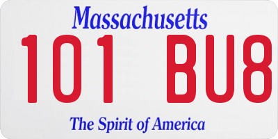 MA license plate 101BU8