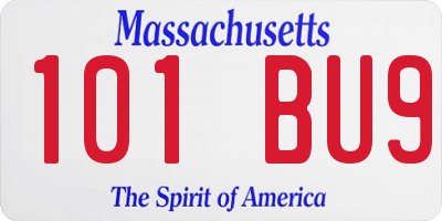 MA license plate 101BU9