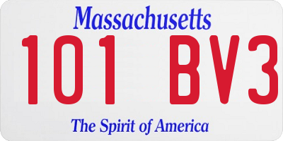 MA license plate 101BV3