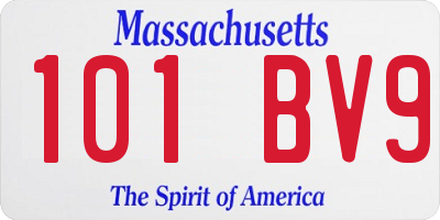 MA license plate 101BV9