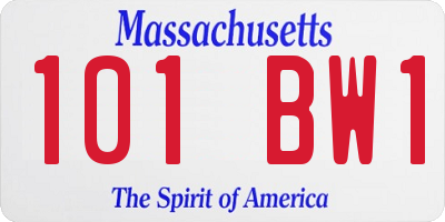 MA license plate 101BW1