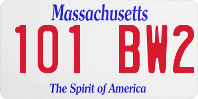 MA license plate 101BW2