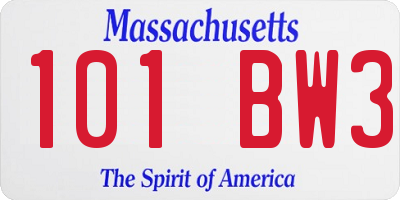 MA license plate 101BW3