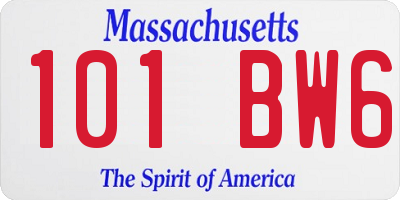 MA license plate 101BW6