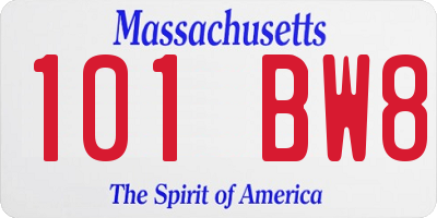 MA license plate 101BW8