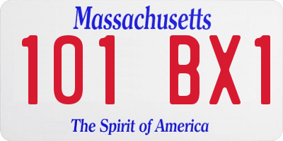 MA license plate 101BX1