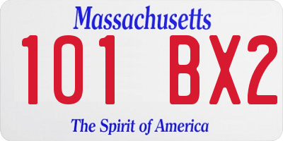 MA license plate 101BX2