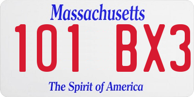 MA license plate 101BX3