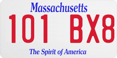 MA license plate 101BX8