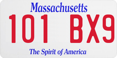 MA license plate 101BX9