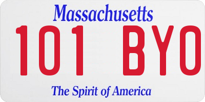 MA license plate 101BY0