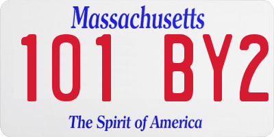 MA license plate 101BY2