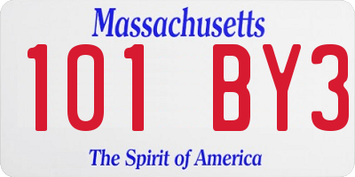 MA license plate 101BY3