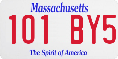 MA license plate 101BY5