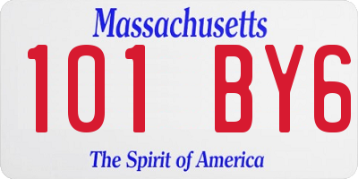 MA license plate 101BY6